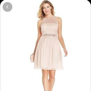 Adrianna Papell Belted Chiffon Halter Dress